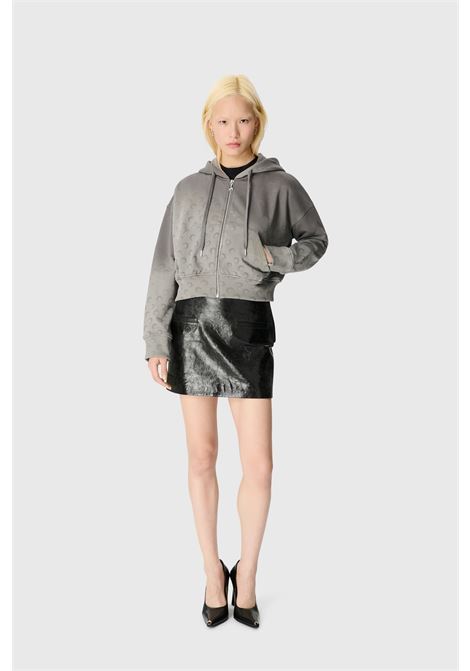 moon fleece cropped zipped hoodie woman grey MARINE SERRE | WST019ACJER0073GR90